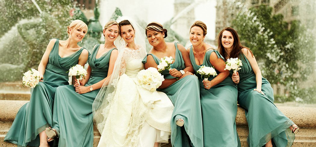 Bride with Bridesmaids at Wedding at Logan Square in Philadelphia, PA - Event Planning