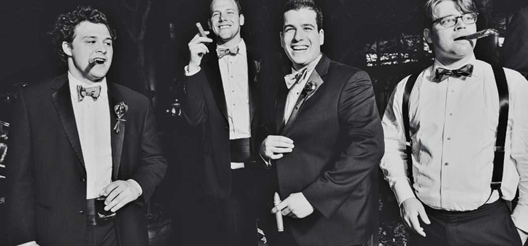 Black and white photo of groom and groomsmen at wedding in Philadelphia, PA - Event Planner