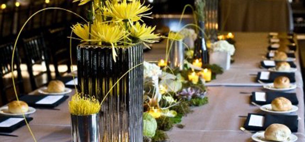 Flower and candles as centerpieces at wedding reception in Philadelphia, PA - Event Planner